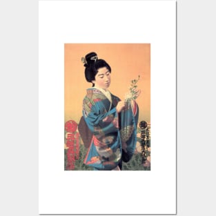 Woman in Beautiful Kimono Mitsukoshi Gofukuten Vintage Japan Advertisement Posters and Art